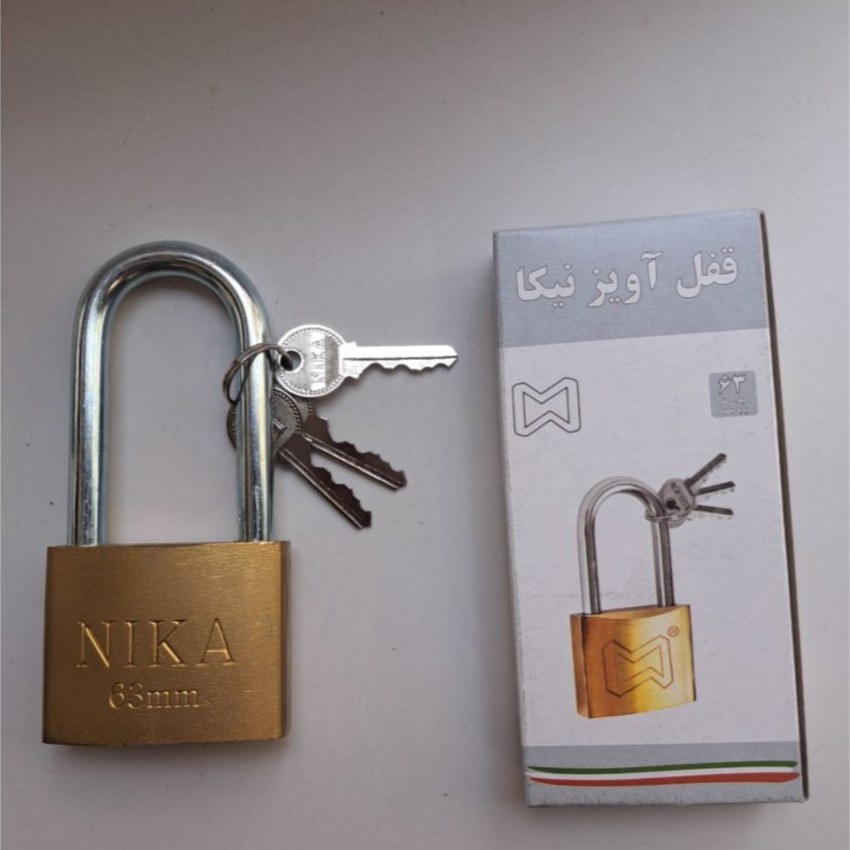 قفل آویز طرح برنجی 63 پایه بلند نیکا