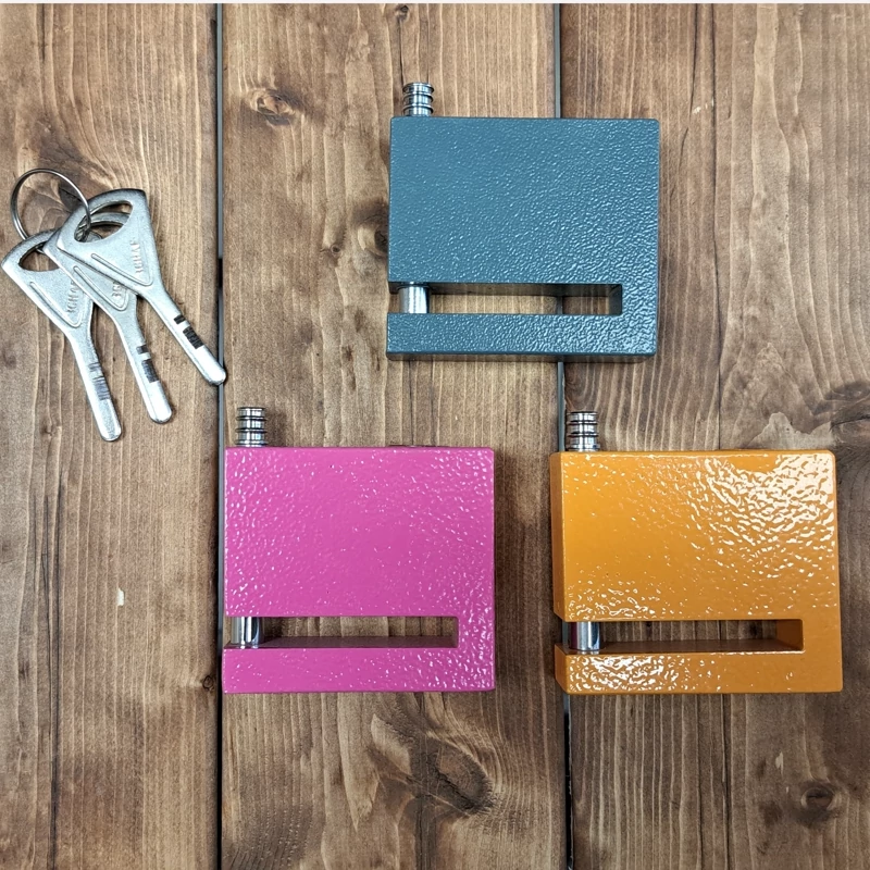 قفل دیسک موتورسیکلت فولادی  رنگی سه قاف